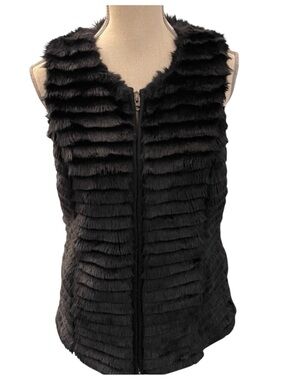 A/X Armani Exchange Black Faux Fur Zip Up Vest (S)